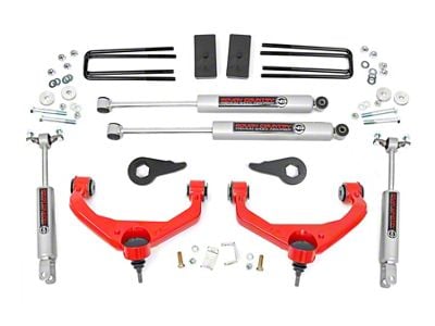 Rough Country 3.50-Inch Bolt-On Suspension Lift Kit with Premium N3 Shocks; Red (11-19 Silverado 3500 HD SRW w/o Factory Overload Springs & MagneRide)