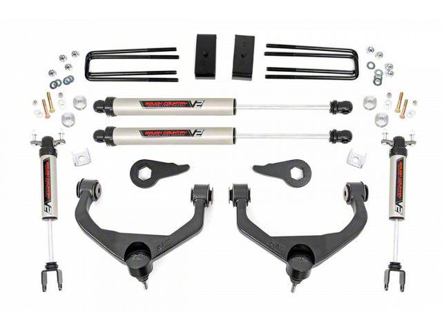 Rough Country 3.50-Inch Bolt-On Suspension Lift Kit with V2 Monotube Shocks (11-19 Silverado 3500 HD SRW w/o Factory Overload Springs, Excluding MagneRide)