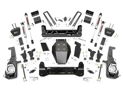 Rough Country 5-Inch Torsion Drop Suspension Lift Kit with V2 Monotube Shocks (11-19 Silverado 3500 HD SRW)