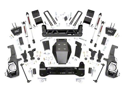 Rough Country 5-Inch Torsion Drop Suspension Lift Kit with V2 Monotube Shocks (20-25 4WD Silverado 3500 HD SRW)