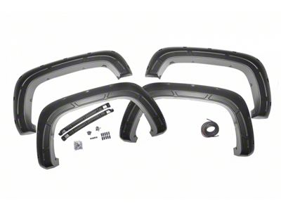 Rough Country Defender Fender Flares; Black (20-25 Silverado 3500 HD SRW)