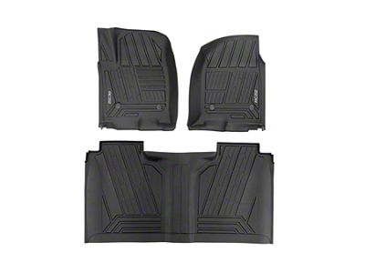 Rough Country Flex-Fit Front and Rear Floor Mats; Black (20-25 Silverado 3500 HD Crew Cab)