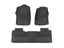 Rough Country Flex-Fit Front and Rear Floor Mats; Black (15-19 Silverado 3500 HD Crew Cab w/ Front Bucket Seats)