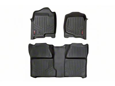 Rough Country Heavy Duty Front and Rear Floor Mats; Black (07-14 Silverado 3500 HD Crew Cab)