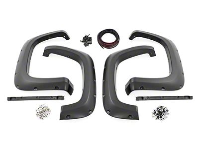 Rough Country Pocket Fender Flares; Mosaic Black Pearl (20-25 Silverado 3500 HD SRW)