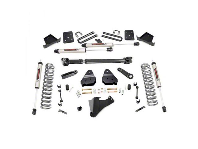 Rough Country 4.50-Inch Suspension Lift Kit with Front Driveshaft and V2 Monotube Shocks (17-22 4WD 6.7L Powerstroke F-250 Super Duty w/ 3.50-Inch Rear Axle)