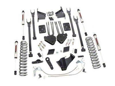 Rough Country 6-Inch 4-Link Suspension Lift Kit with V2 Monotube Shocks (11-14 4WD 6.7L Powerstroke F-250 Super Duty)