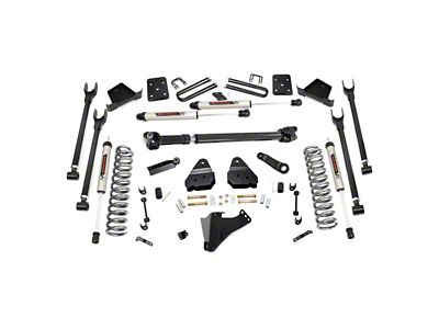 Rough Country 6-Inch 4-Link Suspension Lift Kit with Front Driveshaft and V2 Monotube Shocks (17-22 4WD 6.7L Powerstroke F-250 Super Duty w/ 4-Inch Rear Axle & w/ Factory Overload Springs)