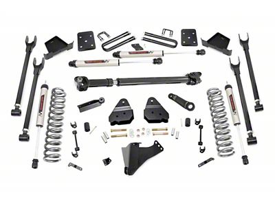 Rough Country 6-Inch 4-Link Suspension Lift Kit with Front Driveshaft and V2 Monotube Shocks (17-22 4WD 6.7L Powerstroke F-250 Super Duty w/ 3.50-Inch Rear Axle & w/o Factory Overload Springs)