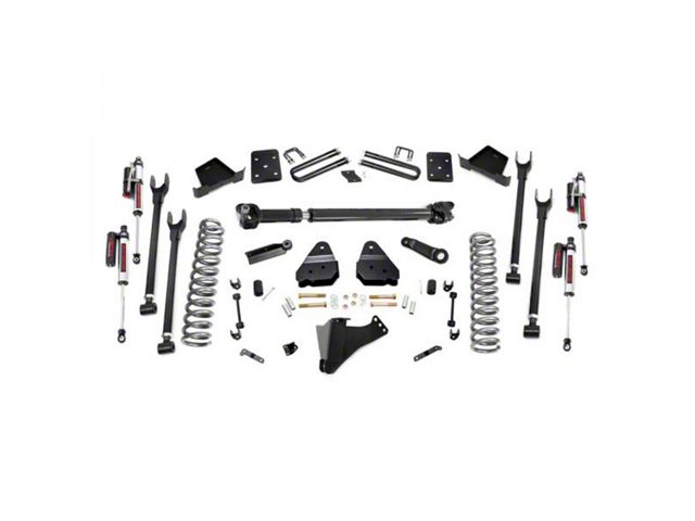 Rough Country 6-Inch 4-Link Suspension Lift Kit with Front Driveshaft and Vertex Reservoir Shocks (17-22 4WD 6.7L Powerstroke F-250 Super Duty w/ 3.50-Inch Rear Axle & w/o Factory Overload Springs)