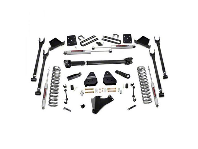 Rough Country 6-Inch 4-Link Suspension Lift Kit with Front Driveshaft and Premium N3 Shocks (17-22 4WD 6.7L Powerstroke F-250 Super Duty w/ 4-Inch Rear Axle & w/o Factory Overload Springs)