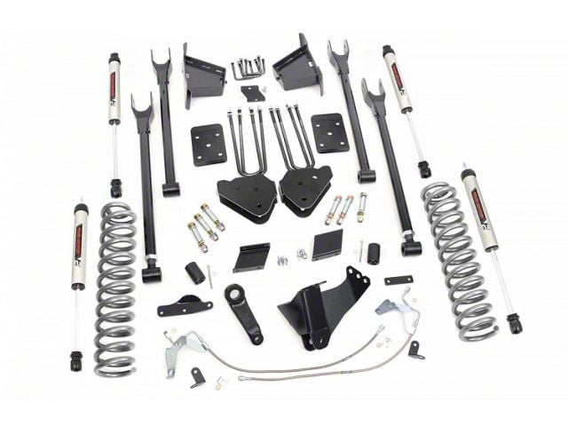 Rough Country 6-Inch 4-Link Suspension Lift Kit with V2 Monotube Shocks (15-16 4WD 6.7L Powerstroke F-250 Super Duty w/o Factory Overload Springs)