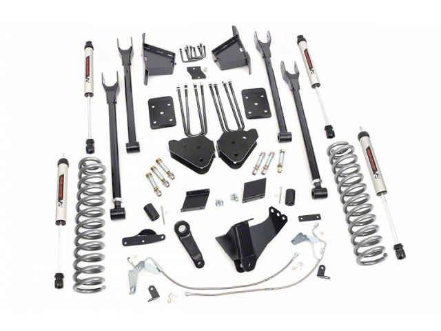 Rough Country 6-Inch 4-Link Suspension Lift Kit with V2 Monotube Shocks (15-16 4WD 6.7L Powerstroke F-250 Super Duty w/ Factory Overload Springs)