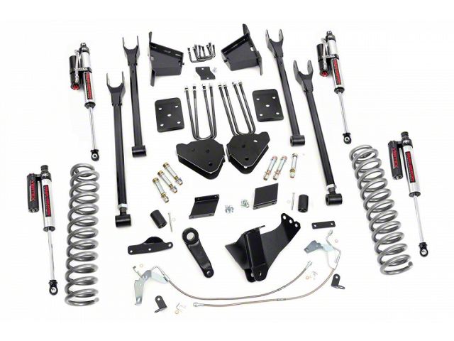 Rough Country 6-Inch 4-Link Suspension Lift Kit with Vertex Reservoir Shocks (11-14 4WD 6.7L Powerstroke F-250 Super Duty w/ Factory Overload Springs)