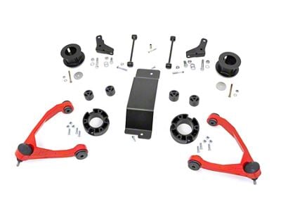 Rough Country 3.50-Inch Forged Upper Control Arm Suspension Lift Kit; Red (07-16 4WD Tahoe w/ Stock Cast Steel or Aluminum Control Arms w/o Autoride & MagneRide; 07-20 2WD Tahoe w/o Autoride & MagneRide)