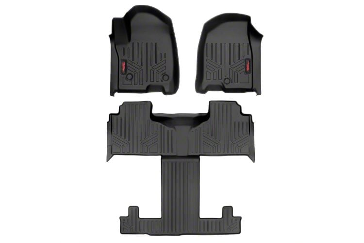 Rough Country Tahoe Heavy Duty Front and Rear Floor Mats; Black M21712