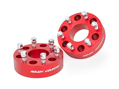 Rough Country 2-Inch Wheel Spacers; Anodized Red (07-24 Yukon)