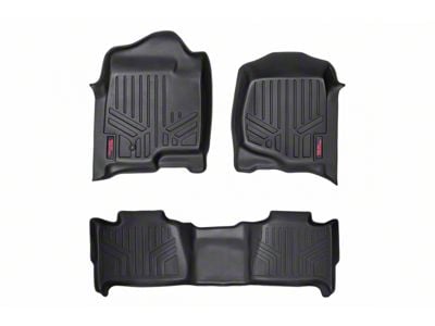 Rough Country Heavy Duty Front and Rear Floor Mats; Black (07-14 Yukon w/ Front Bench Seat)