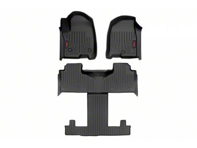 Rough Country Heavy Duty Front and Rear Floor Mats; Black (21-25 Yukon w/ Rear Bucket Seats)