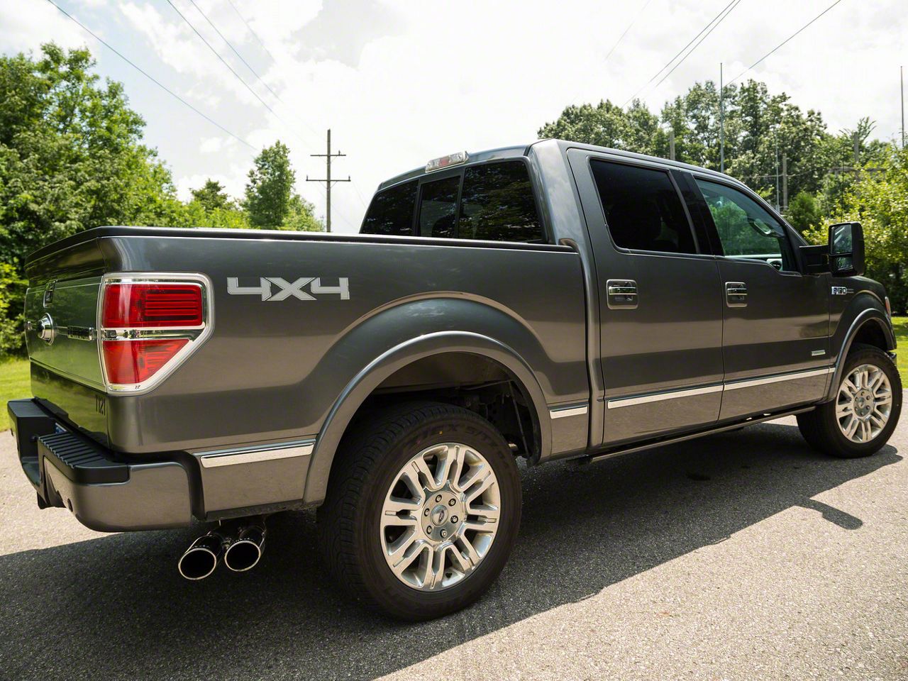 Roush F150 Single Exhaust System w/ Polished YPipe Tip Side Exit