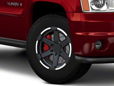Rovos Wheels Danakil Matte Black with Machined Lip 6-Lug Wheel; 17x9; -6mm Offset (07-14 Yukon)