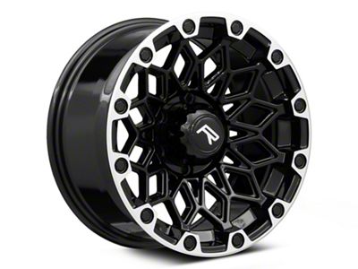 Rovos Wheels Guban Gloss Black Machined 6-Lug Wheel; 17x9; -6mm Offset (99-06 Sierra 1500)