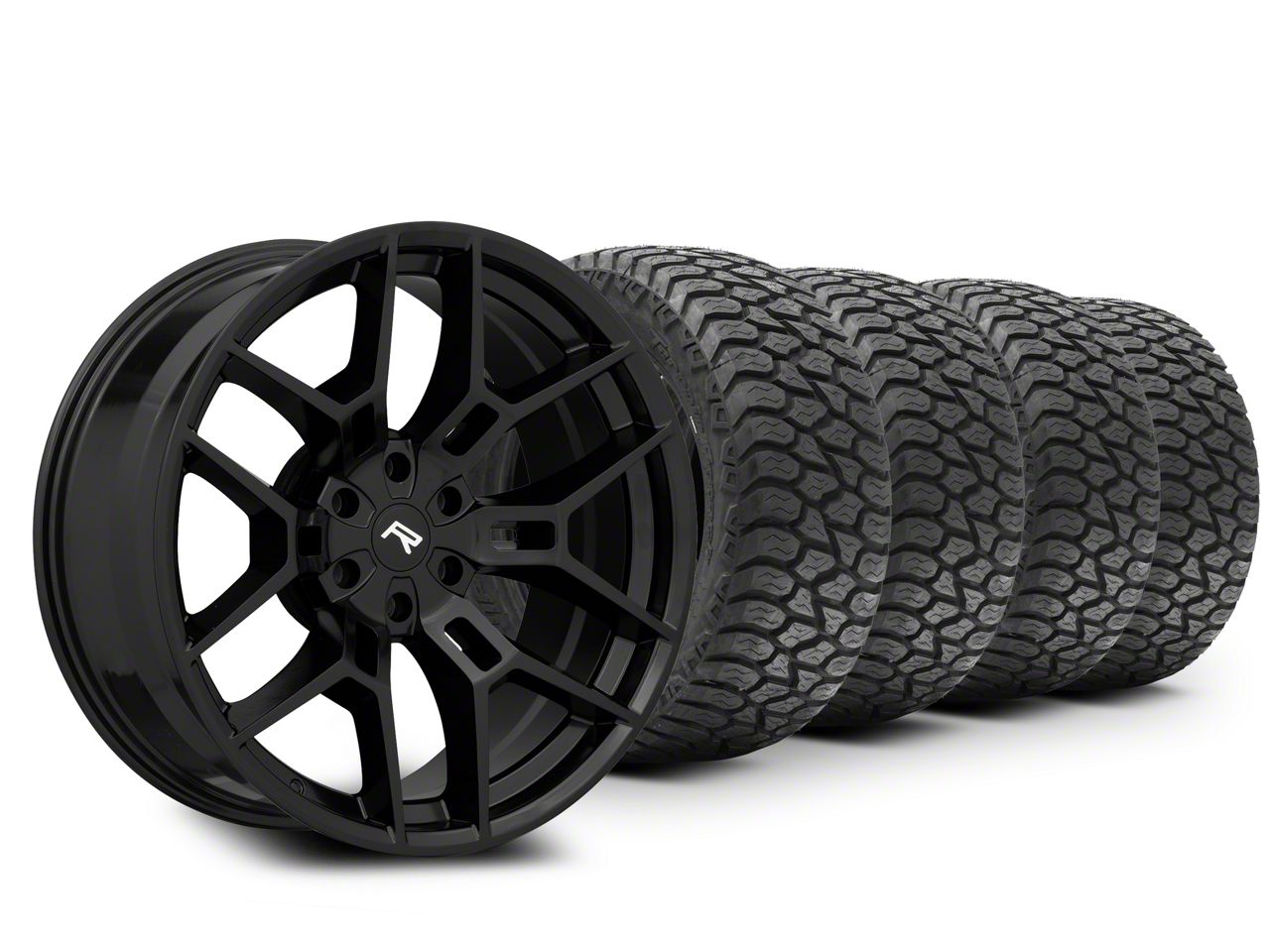 22×9.5 Rovos Wheels Ceres & 33in AMP All-Terrain Terrain Attack A/T A Tire Package (15-20 F-150)
