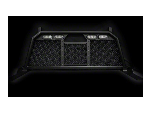 Royalty Core RC88 Billet Headache Rack with Integrated Tail Lights; Satin Black (17-22 F-250 Super Duty)
