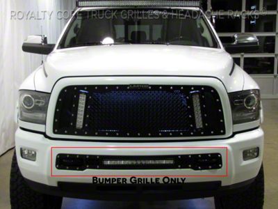 Royalty Core Bumper Grille Insert with 20-Inch LED Light Bar; Gloss Black (10-12 RAM 1500)