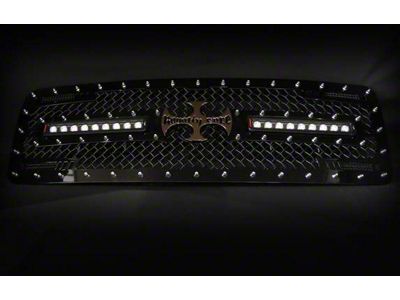 Royalty Core RC2X X-Treme Dual LED Upper Grille Insert; Gloss Black (19-24 RAM 1500 Laramie Longhorn, Limited)