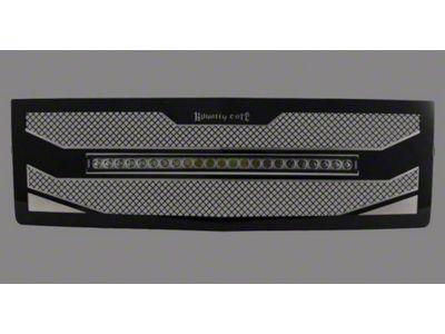 Royalty Core RC4X Layered Upper Grille Insert with 30-Inch Curved LED Light Bar; Satin Black (19-24 RAM 1500 Laramie Longhorn, Limited)