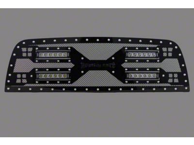 Royalty Core RC5X Quadrant LED Upper Grille Insert; Gloss Black (19-24 RAM 1500 Laramie Longhorn, Limited)