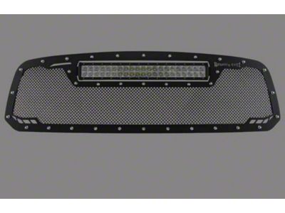 Royalty Core RCRX LED Race Line Upper Grille Insert with Top Mount LED Light Bar; Satin Black (19-24 RAM 1500 Laramie Longhorn, Limited)