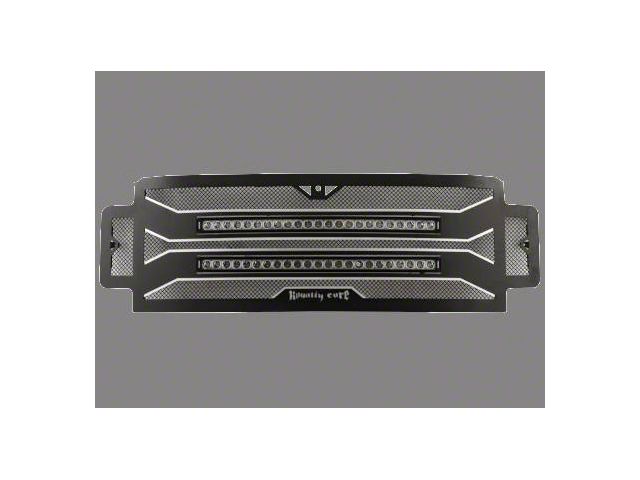 Royalty Core RC4x Layered Upper Replacement Grille with 30-Inch Curved LED Light Bars; Satin Black (20-23 Sierra 2500 HD)