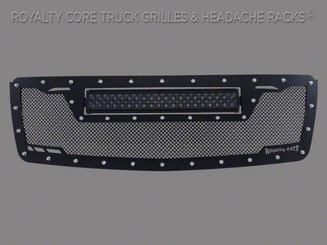 Royalty Core RCRX LED Race Line Upper Grille Insert with Top Mount LED Light Bar; Satin Black (07-14 Tahoe)