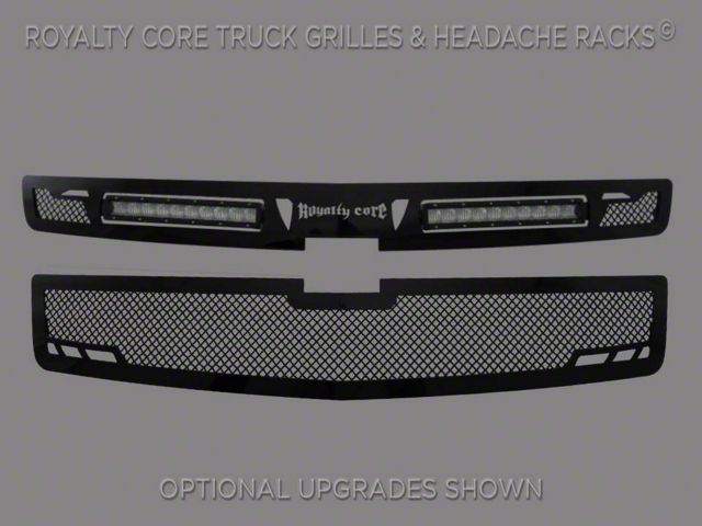 Royalty Core RCRX LED Race Line Upper Grille Insert with Top Mount LED Light Bar; Satin Black (15-20 Tahoe)