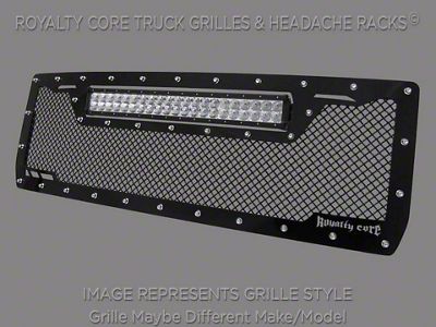 Royalty Core RCRX LED Race Line Upper Grille Insert with Top Mount LED Light Bar; Satin Black (15-20 Yukon)