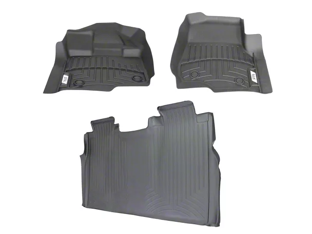 RTR Front and Rear Floor Liners; Black (15-24 F-150 SuperCrew)