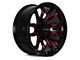 RTX Offroad Wheels Patton Gloss Black Red Milling 8-Lug Wheel; 20x9; 18mm Offset (11-14 Sierra 2500 HD)