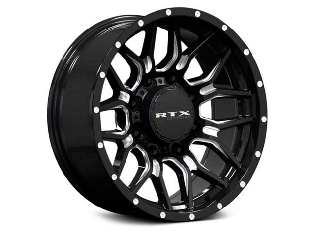 RTX Offroad Wheels Claw Gloss Black Milled with Rivets 8-Lug Wheel; 20x9; 0mm Offset (11-14 Sierra 3500 HD SRW)
