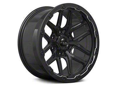 RTX Offroad Wheels Volcano Gloss Black Milled Edge 6-Lug Wheel; 18x9.5; -10mm Offset (14-18 Sierra 1500)
