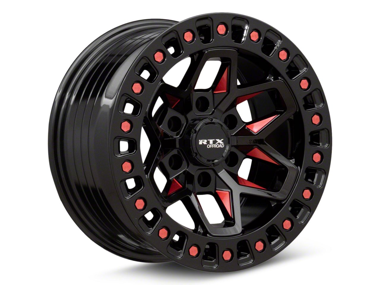 RTX Offroad Wheels Silverado 1500 Zion Black Milled Red 6