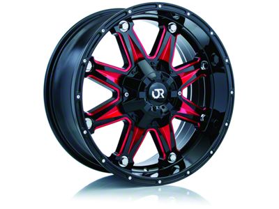 RTX Offroad Wheels Spine Black with Milled Red Spokes 6-Lug Wheel; 18x9; 10mm Offset (19-24 Silverado 1500)