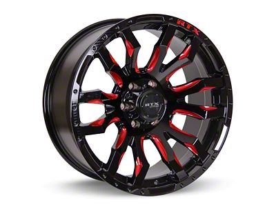 RTX Offroad Wheels Patton Gloss Black Red Milling 8-Lug Wheel; 20x9; 18mm Offset (2023 F-350 Super Duty SRW)