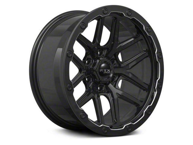 RTX Offroad Wheels Volcano Gloss Black Milled Edge 6-Lug Wheel; 18x9.5; -10mm Offset (19-24 RAM 1500)