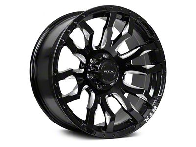RTX Offroad Wheels Patton Gloss Black Milled Spoke 8-Lug Wheel; 20x9; 18mm Offset (20-23 Silverado 2500 HD)