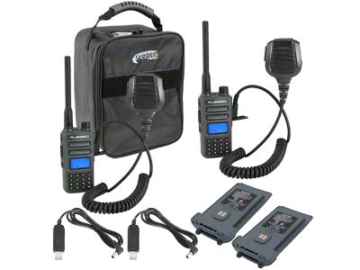 Rugged Radios GMR2 GMRS and FRS Two Way Handheld Radios with XL Batteries and Hand Mics; Grey