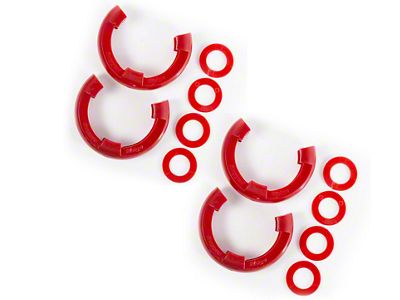 Rugged Ridge 3/4-Inch D-Ring Shackle Isolators; Red; Set of Four
