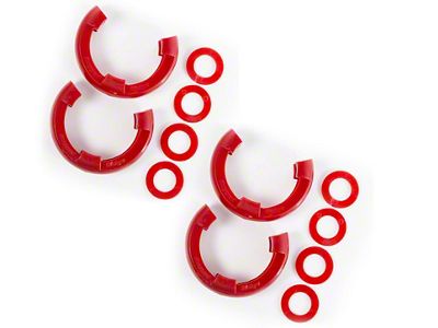 Rugged Ridge 3/4-Inch D-Ring Shackle Isolators; Red; Set of Four