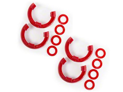 Rugged Ridge 3/4-Inch D-Ring Shackle Isolators; Red; Set of Four